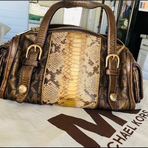Auth Michael Kors brown gold handbag
